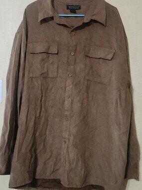 Vintage Montage Camel Brown Faux Suede Button Up Jacket XXL